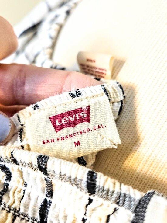 Levi's Vera Puff Sleeve Top Vera Blouse Sally Plaid Cloud Dancer Pattern Medium - Picture 9 of 11